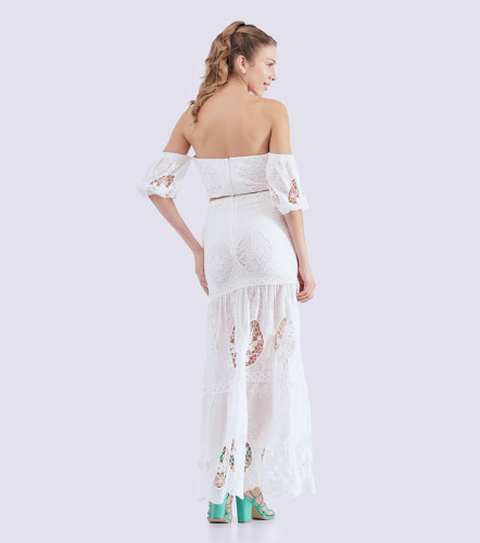 Set Para Mujer Crop Top Y Falda Larga Ojalillo DerekBL