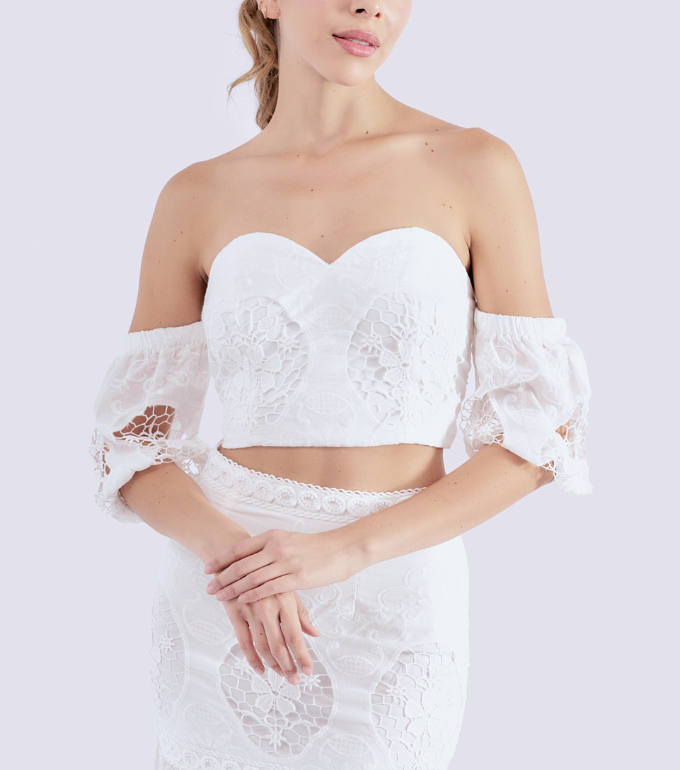 Set Para Mujer Crop Top Y Falda Larga Ojalillo Derek 828103 BL