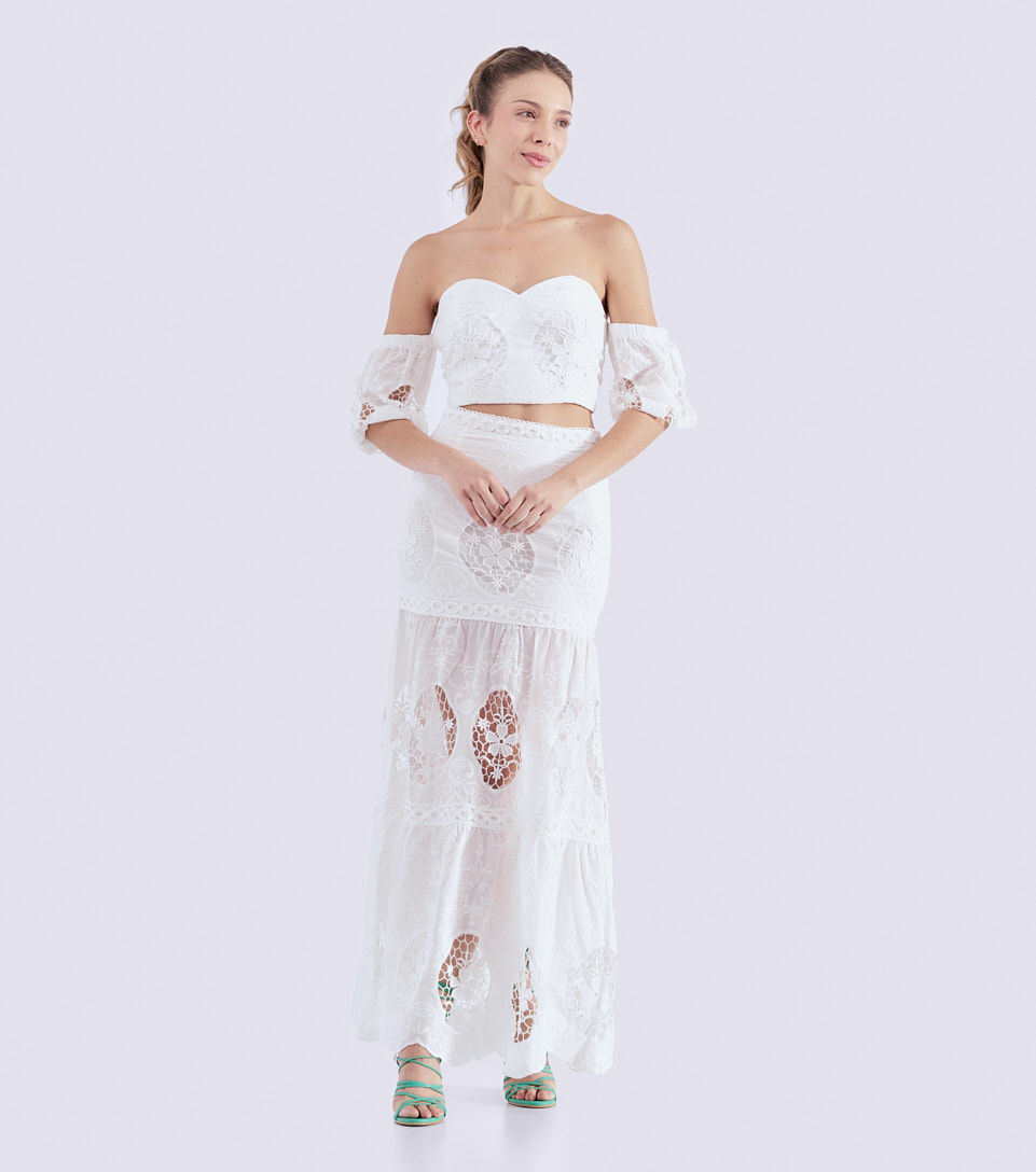 Set Para Mujer Crop Top Y Falda Larga Ojalillo Derek 828103 BL
