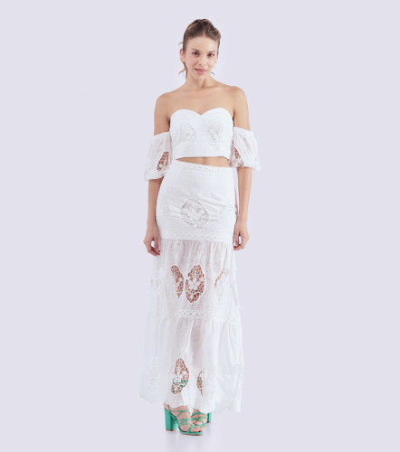 Set Para Mujer Crop Top Y Falda Larga Ojalillo DerekBL