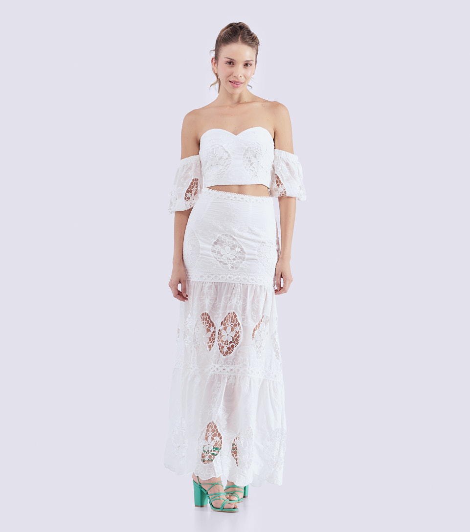 Set Para Mujer Crop Top Y Falda Larga Ojalillo DerekBL