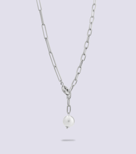 Collar Unicolor Con Piedra Imitacion Perla DerekPT