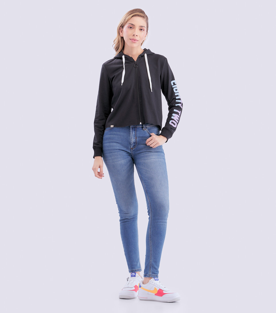 Buzo Para Mujer Unicolor Con Capota Y Cremallera Unser 831572 NG