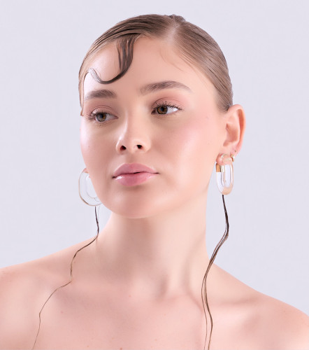 Aretes Ovalados Unicolor Transparentes DerekBL