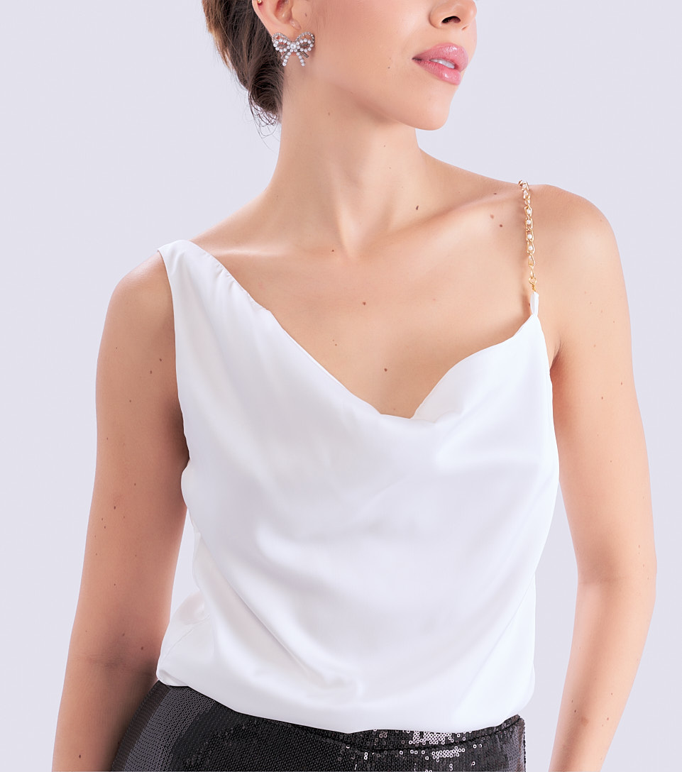 Blusa Para Mujer De Tiras Unicolor Escote Drapeado Mariana Derek 831449 AR