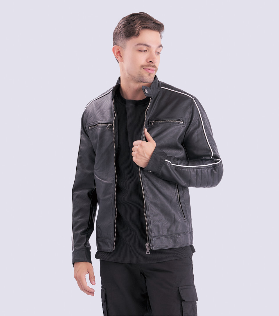 Chaqueta Para Hombre Polipiel Capota Unser 828427 BL