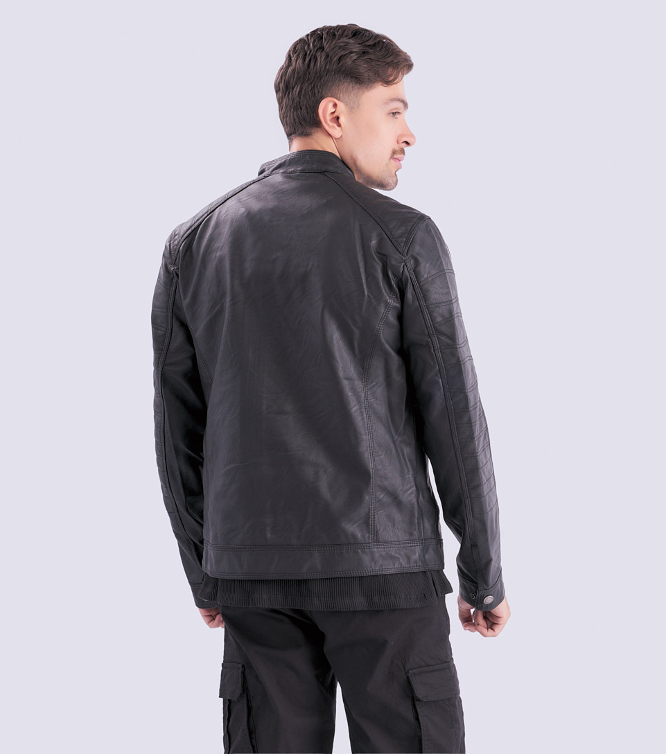 Chaqueta Para Hombre Polipiel Capota Unser 828427 BL