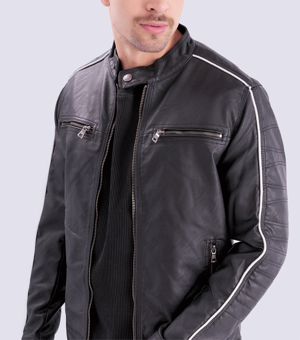Chaqueta Para Hombre Polipiel Capota Unser 828427 BL