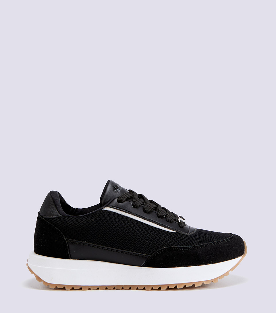 Tenis Para Mujer Material Con Diferentes Texturas Suela Blanca Derek 832917 NG