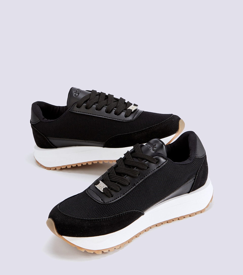 Tenis Para Mujer Material Con Diferentes Texturas Suela Blanca Derek 832917 NG