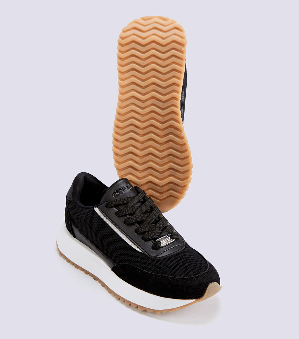 Tenis Para Mujer Material Con Diferentes Texturas Suela Blanca Derek 832917 NG