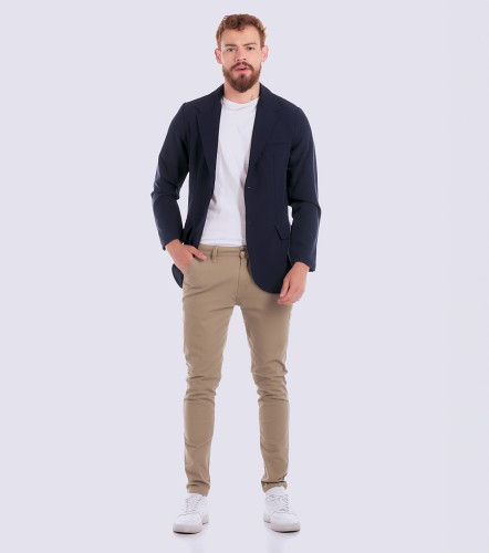 Blazer Para Hombre Unicolor Con Bolsillos UnserAZ