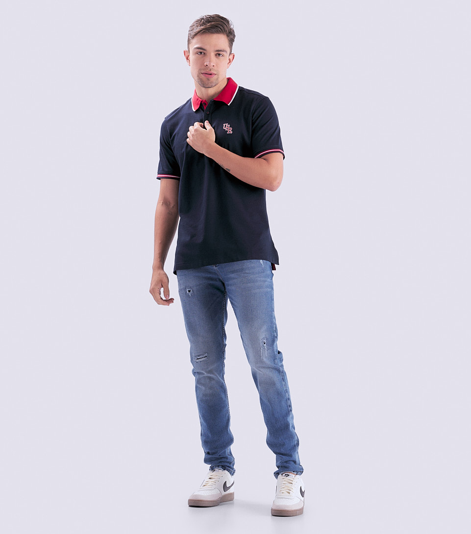 Polo Para Hombre Comfort Unicolort Con Estampado Unser 832862 AR