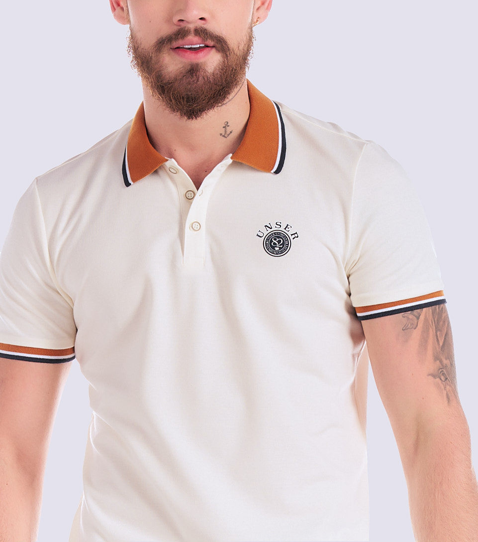Polo Para Hombre Molderia Slim Unicolor Con Estampado En Delantero Unser 832905 AR