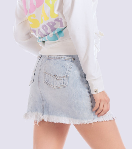 Falda Para Mujer En Indigo Corta Con Proceso Medio UnserAZ