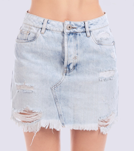 Falda Para Mujer En Indigo Corta Con Proceso Medio UnserAZ