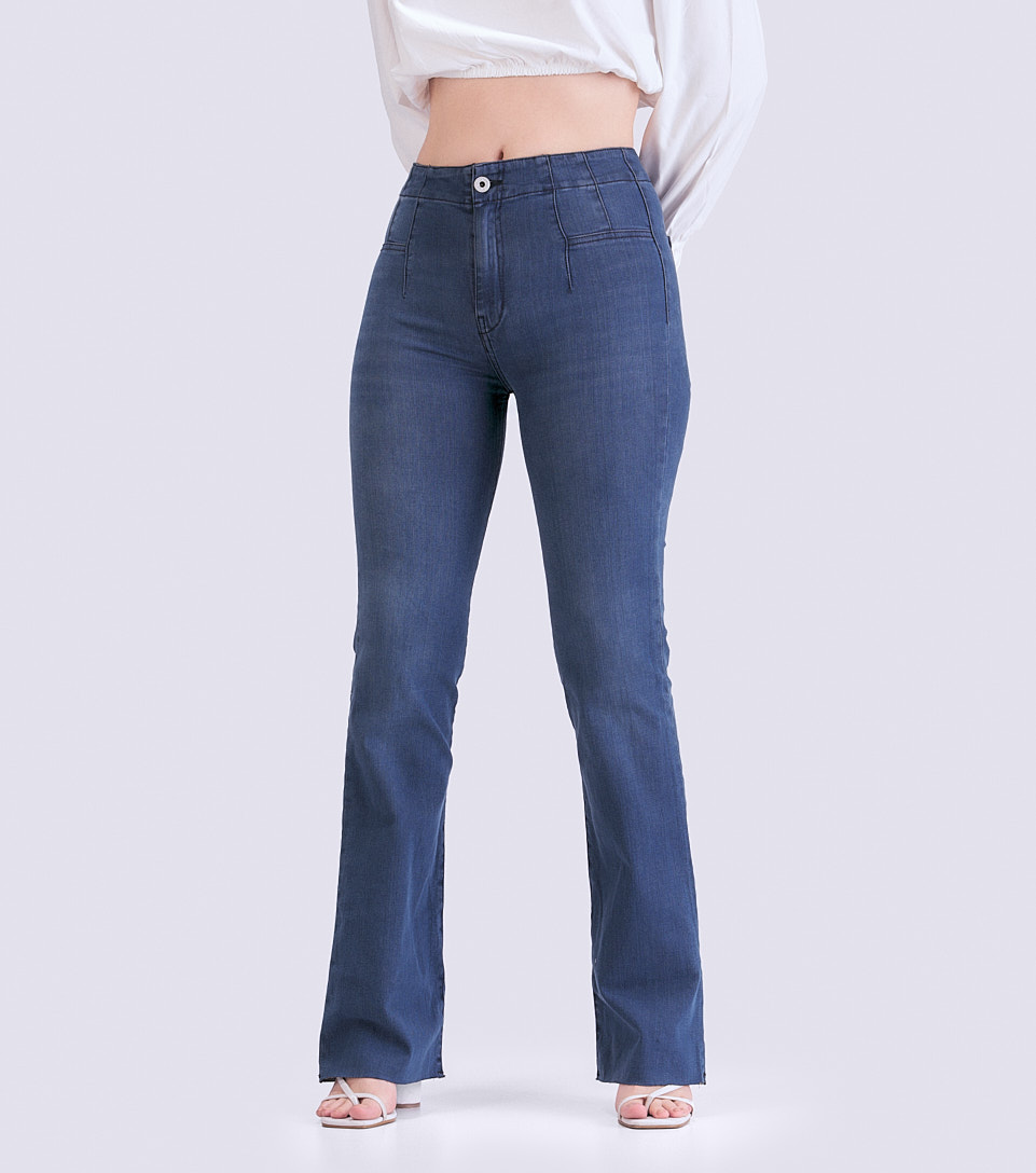 Jean Para Mujer Bota Flare Con Proceso Barcelona Fridaderek 831159 AZ