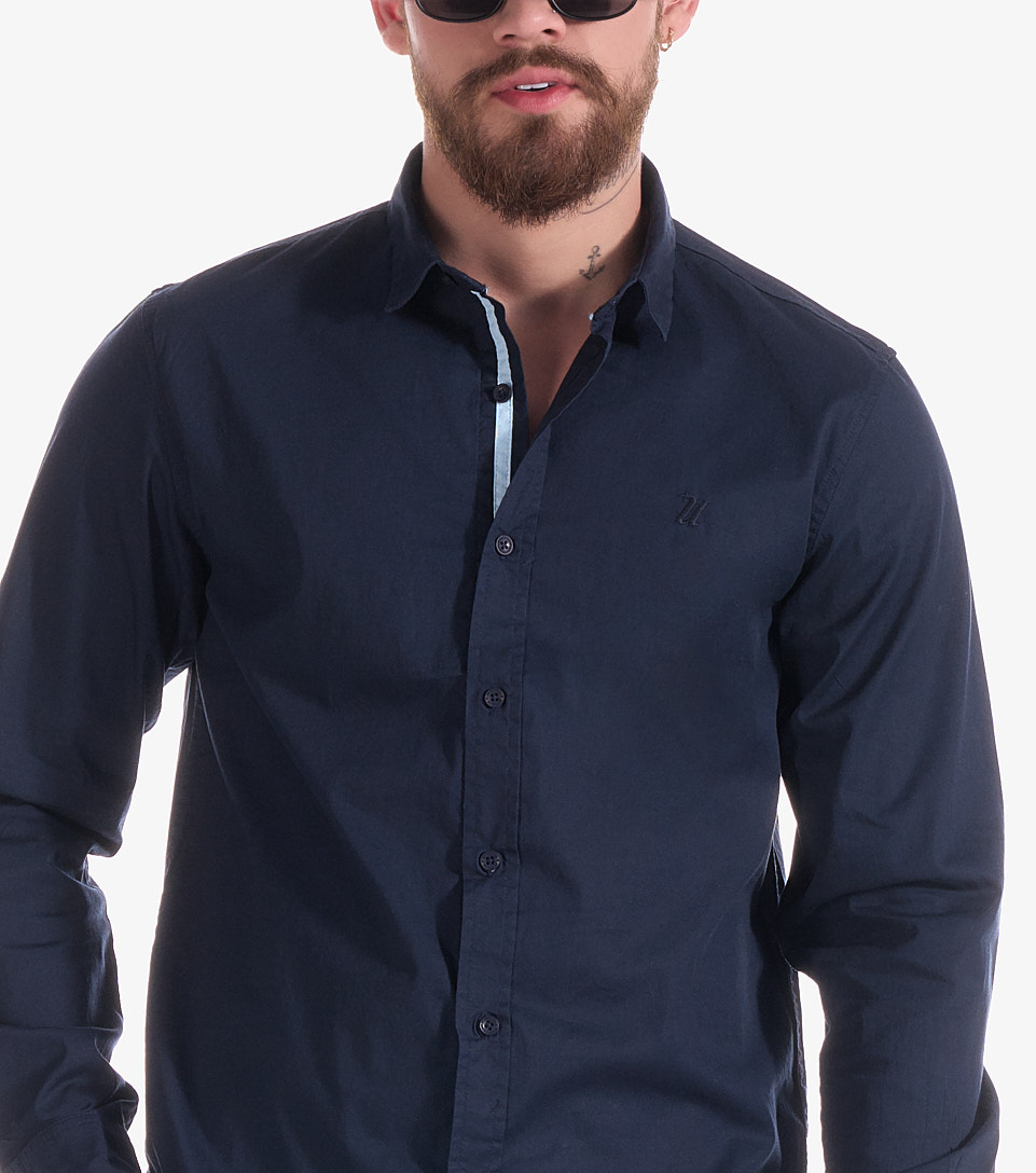 Camisa Para Hombre Comfort Unicolor Con Manga Larga Unser 828303 AZ