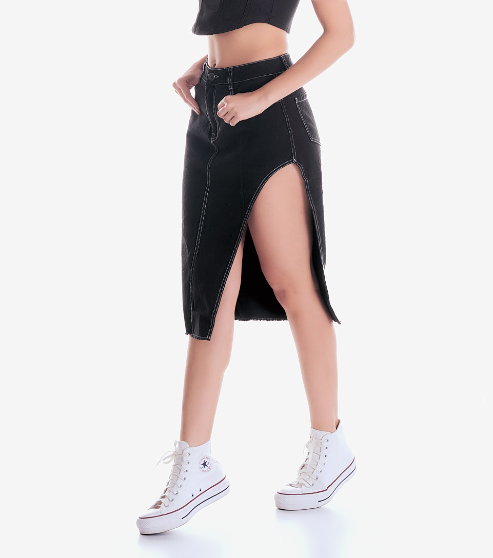 Caro Falda Midi Con Abertura Para Mujer Typer 832060 