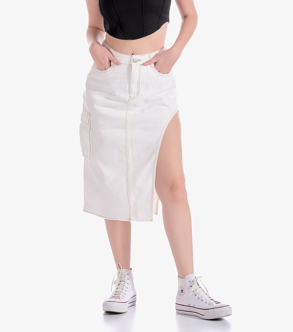 Caro Falda Midi Con Abertura Para Mujer TyperCR