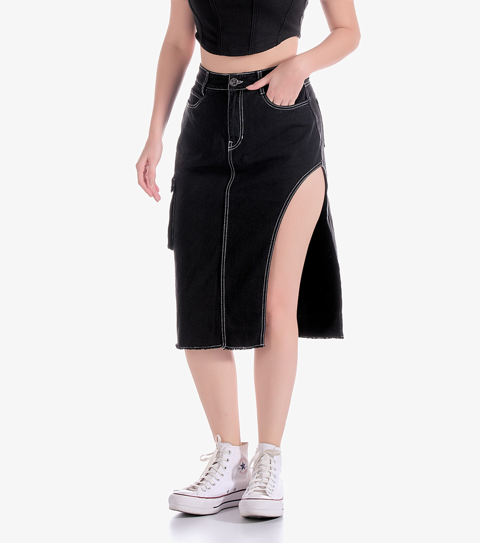 Caro Falda Midi Con Abertura Para Mujer Typer 832060 