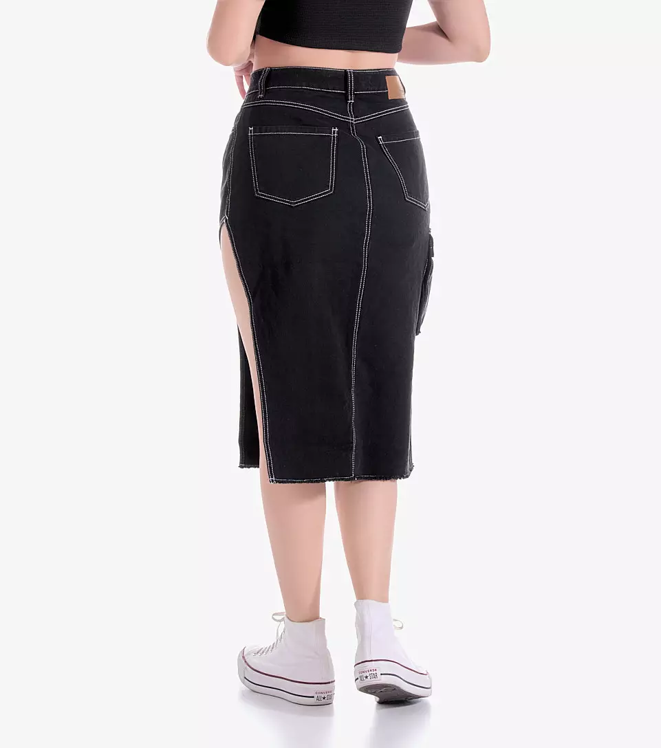 Caro Falda Midi Con Abertura Para Mujer TyperNG