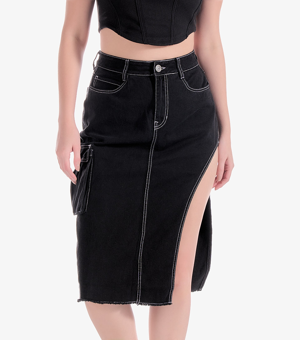Caro Falda Midi Con Abertura Para Mujer Typer 832060 