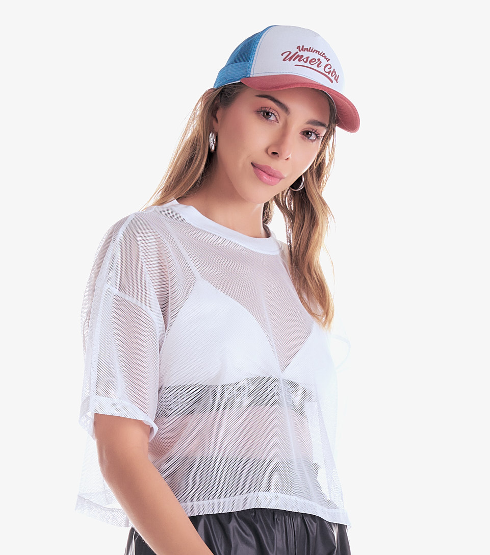 Gorra Para Mujer Combinada De Malla Con Estampado Unser 833256 BL
