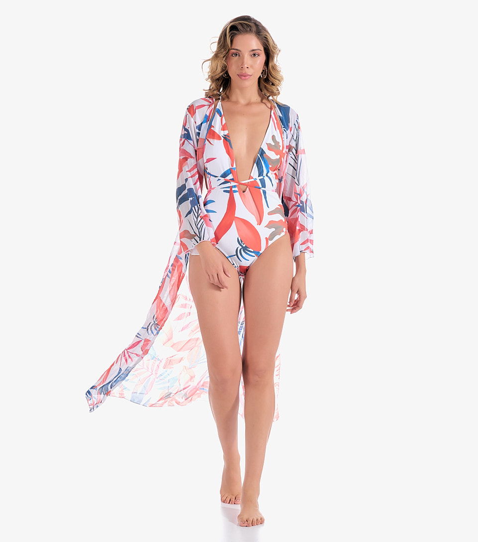 Set Traje De Bano Y Cardigan Estampado Derek 829630 NJ