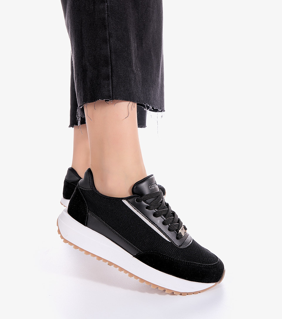 Tenis Para Mujer Material Con Diferentes Texturas Suela Blanca Derek 832917 NG