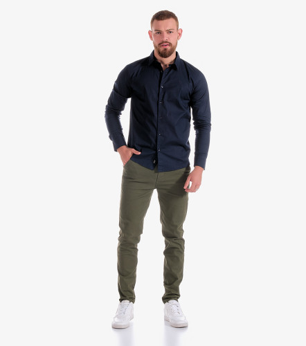 Camisa Billy Slim Popelina Strech Unicolor Sin Bolsillo UnserAZ