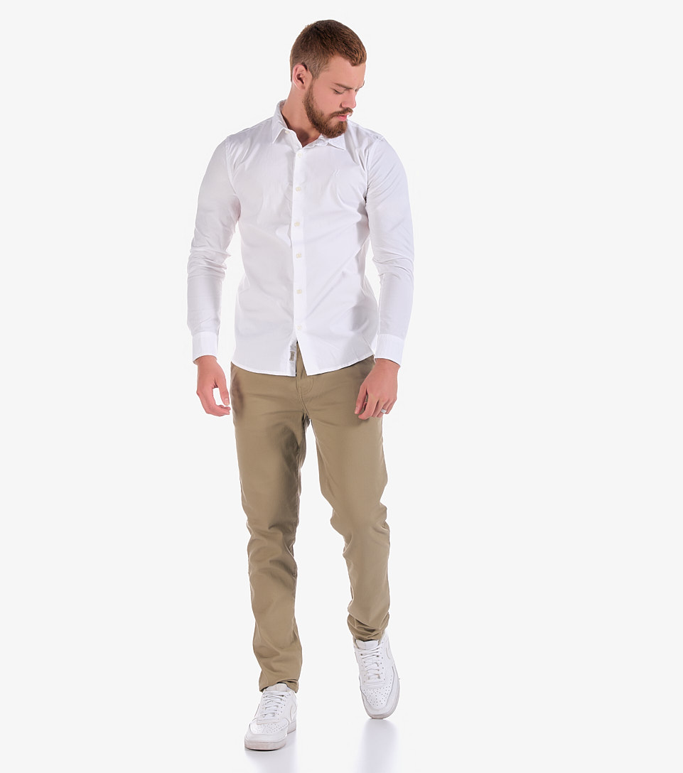 Camisa Billy Slim Popelina Strech Unicolor Sin Bolsillo Unser 723503 AC