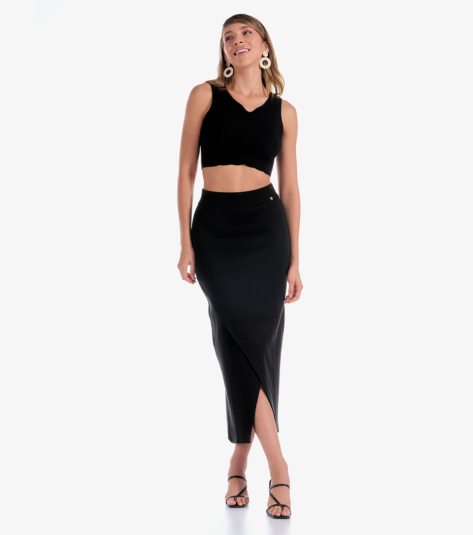Conjunto Blusa Y Falda Tejido Unicolor Frida Derek 832839 NG