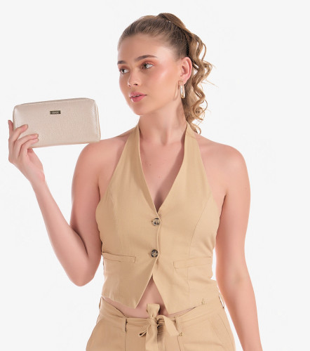 Billetera Para Mujer En Cuero Grande Unicolor Emily DerekGR