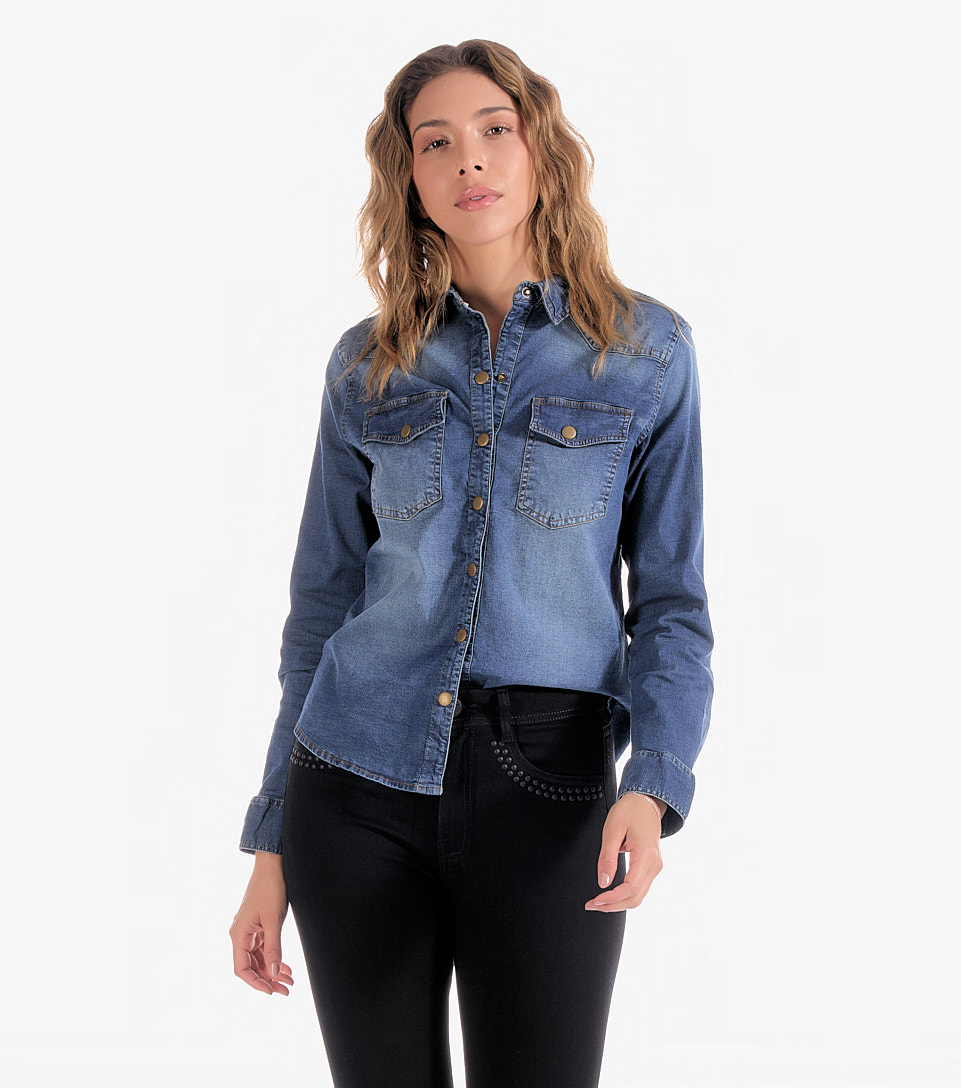 Blusa Para Mujer Camisera En Chambray Unser 829435 AZ