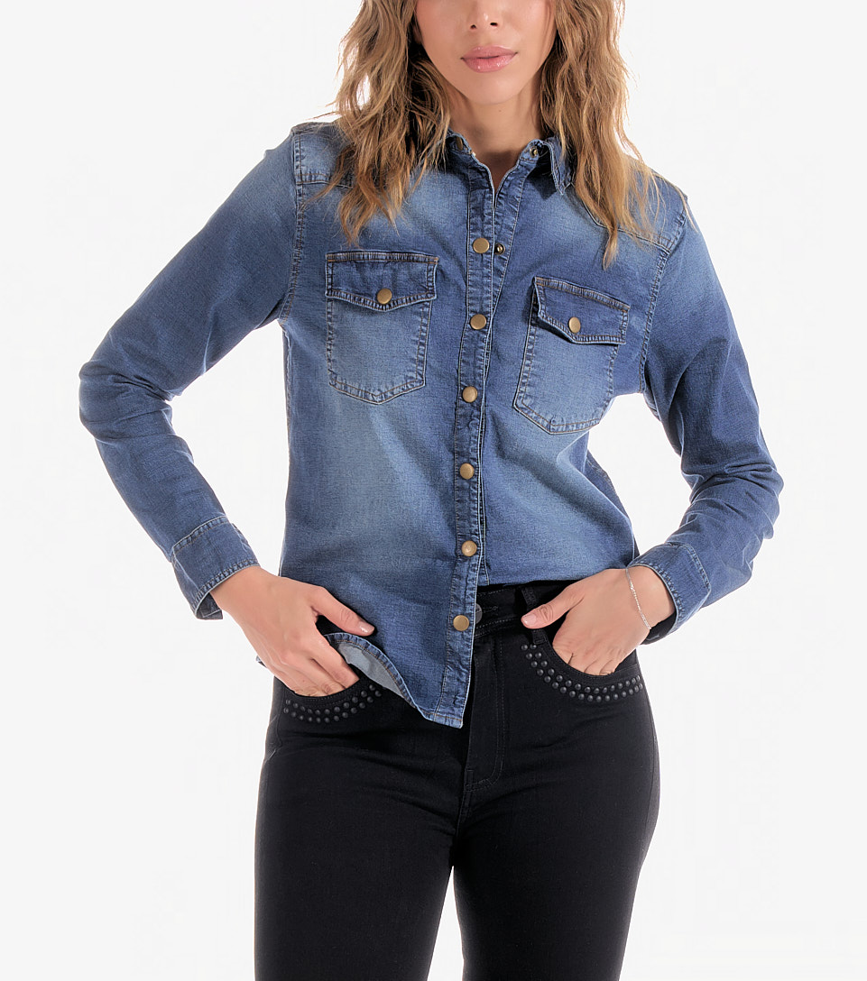Blusa Para Mujer Camisera En Chambray Unser 829435 AZ