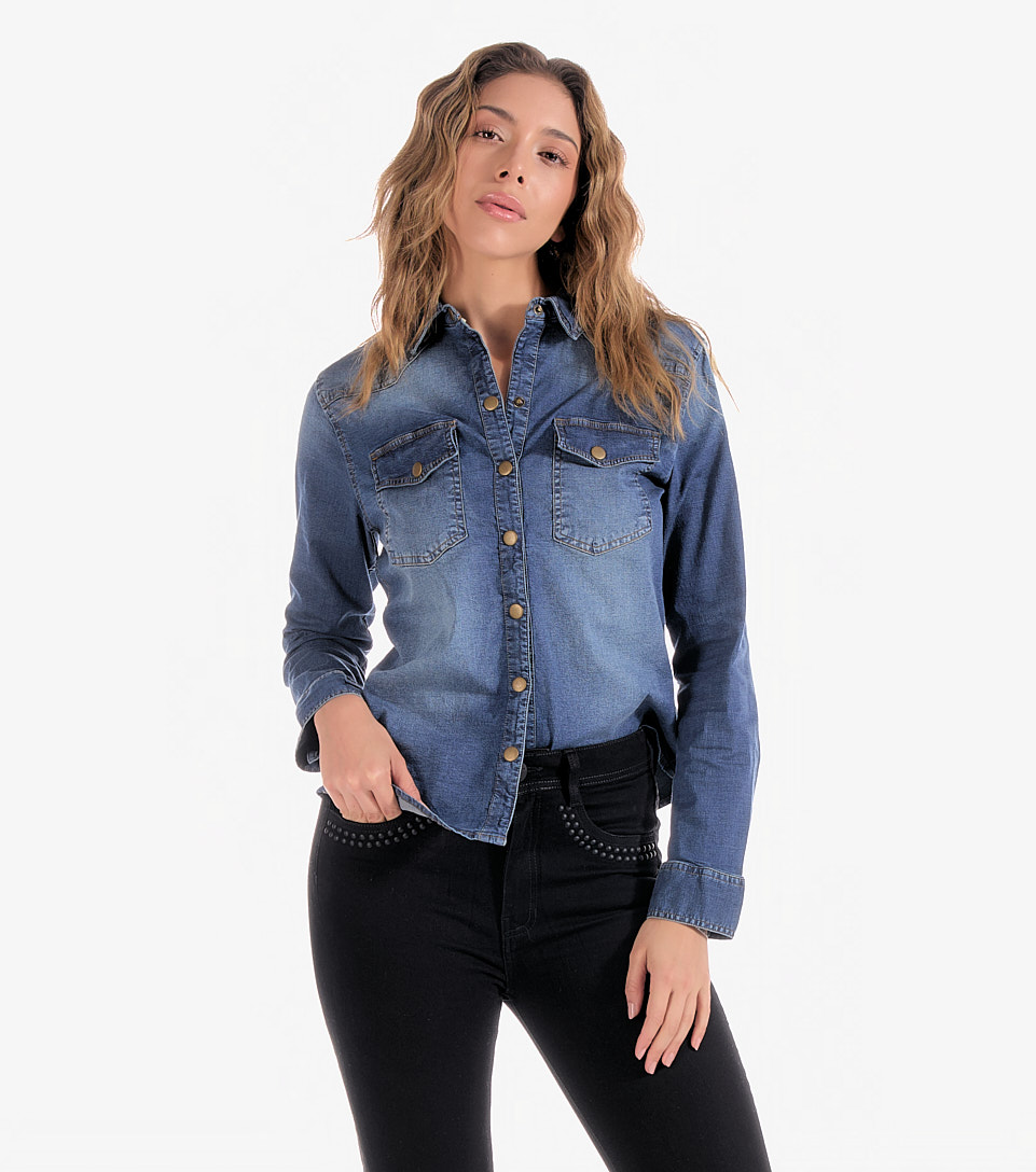 Blusa Para Mujer Camisera En Chambray Unser 829435 AZ