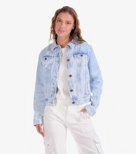 Chaqueta Para Mujer En Indigo Con Bordado UnserAZ