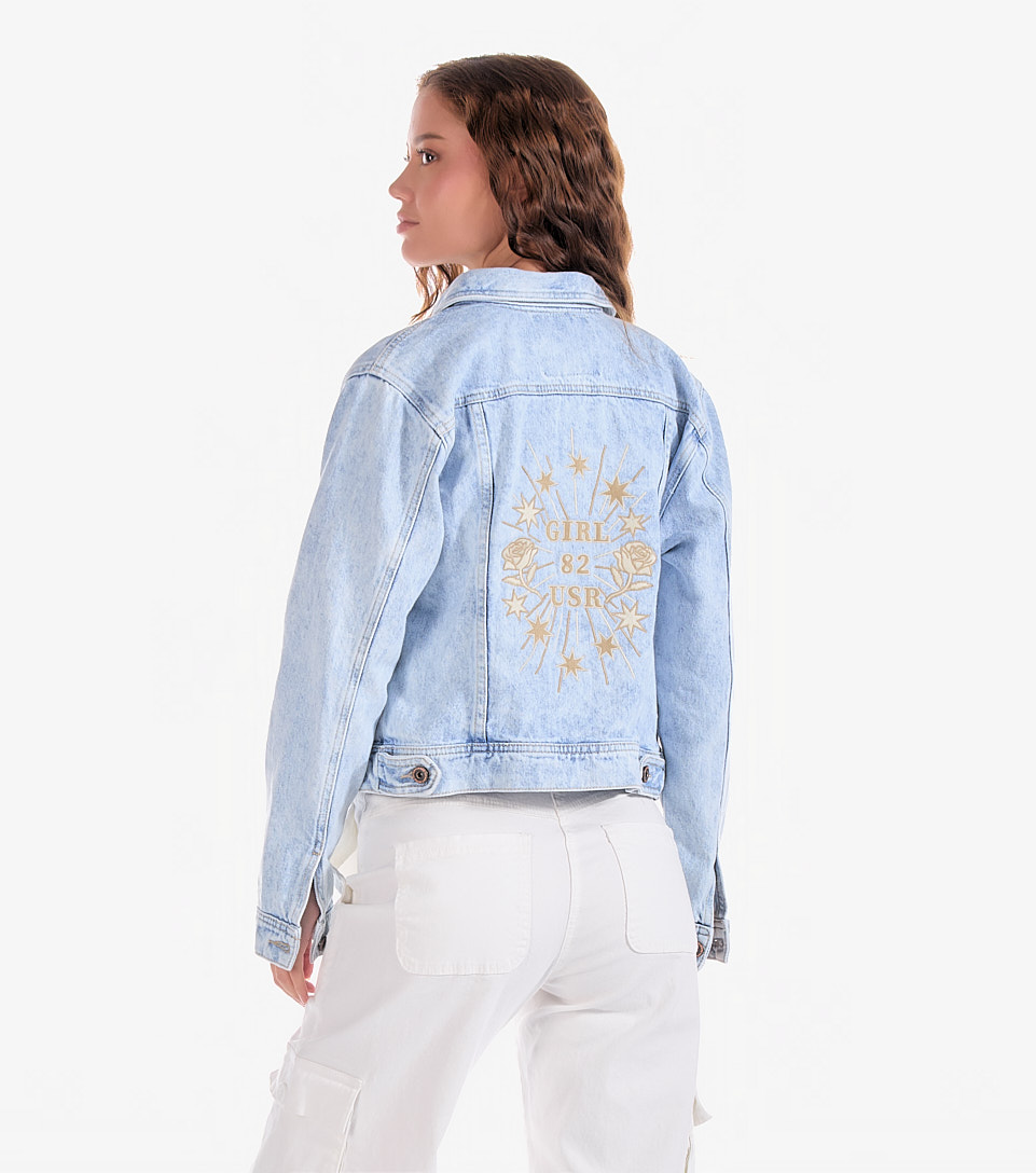 Chaqueta Para Mujer En Indigo Con Bordado Unser 831574 AZ