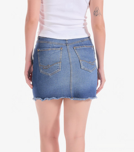Falda Para Mujer Corta En Indigo Con Proceso Oscuro UnserAZ