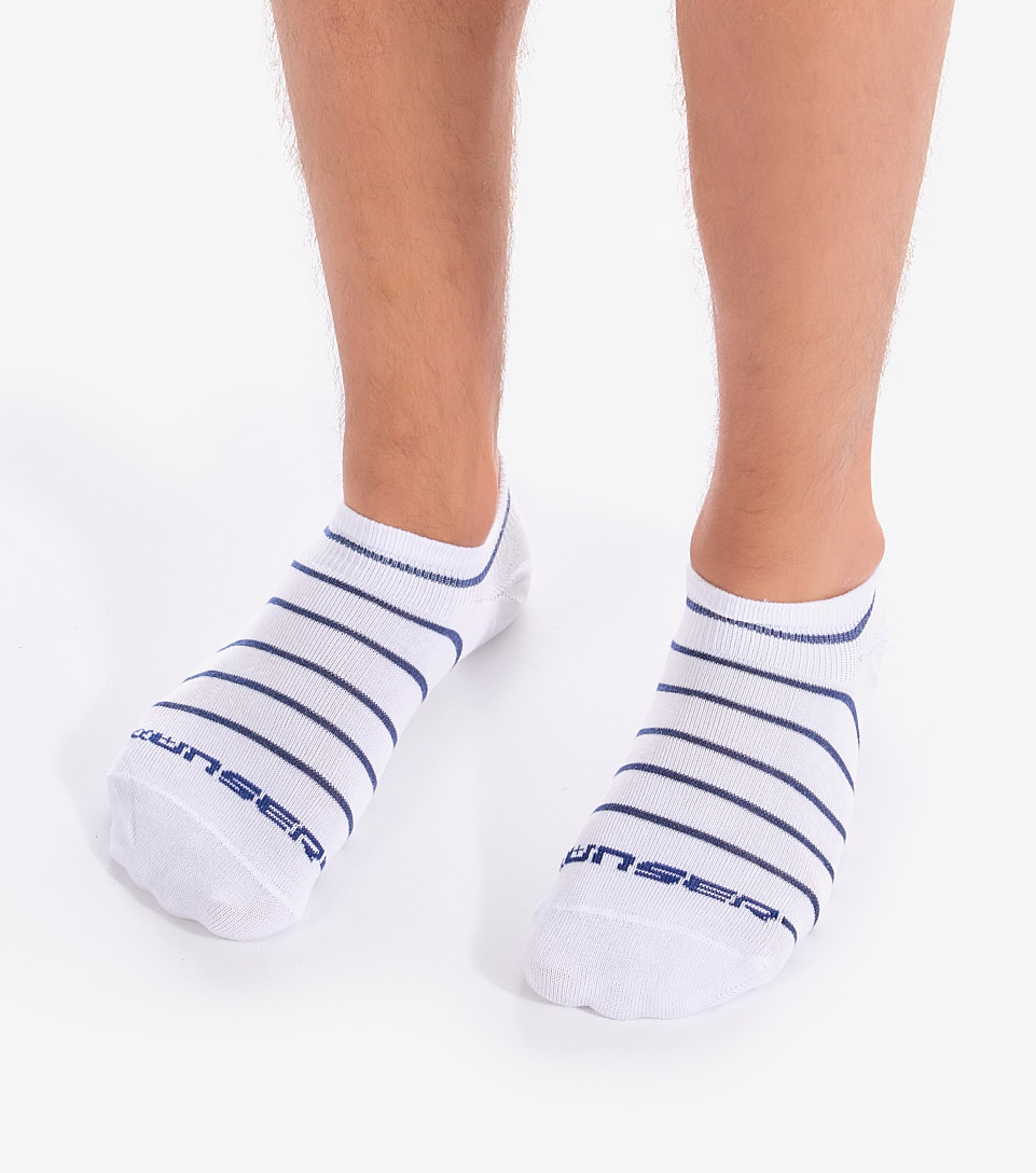 Media Para Hombre Bipack Invisible Combinada A Rayas Con Texto Unser 832961 CU