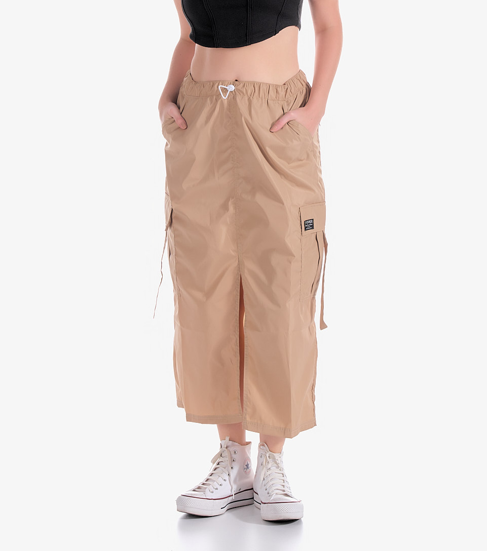 Midi Falda Tipo Cargo En Tela Rompevientos Typer 833180 