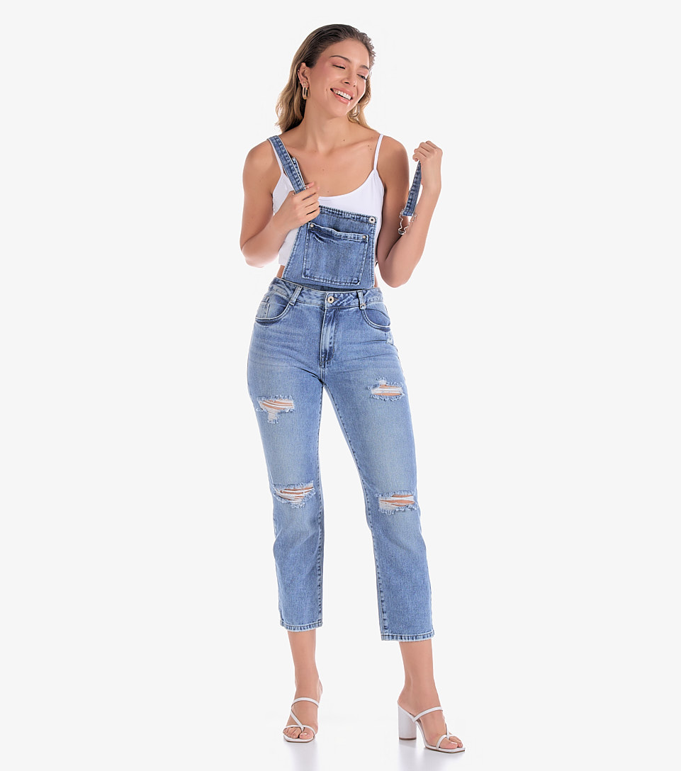 Overol Pantalon En Indigo Con Proceso Paulina DerekAZ