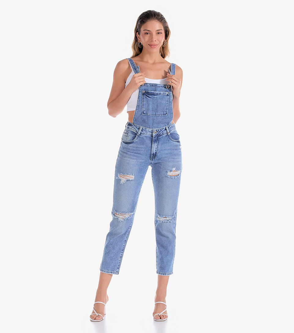 Overol Pantalon En Indigo Con Proceso Paulina Derek 832278 AZ