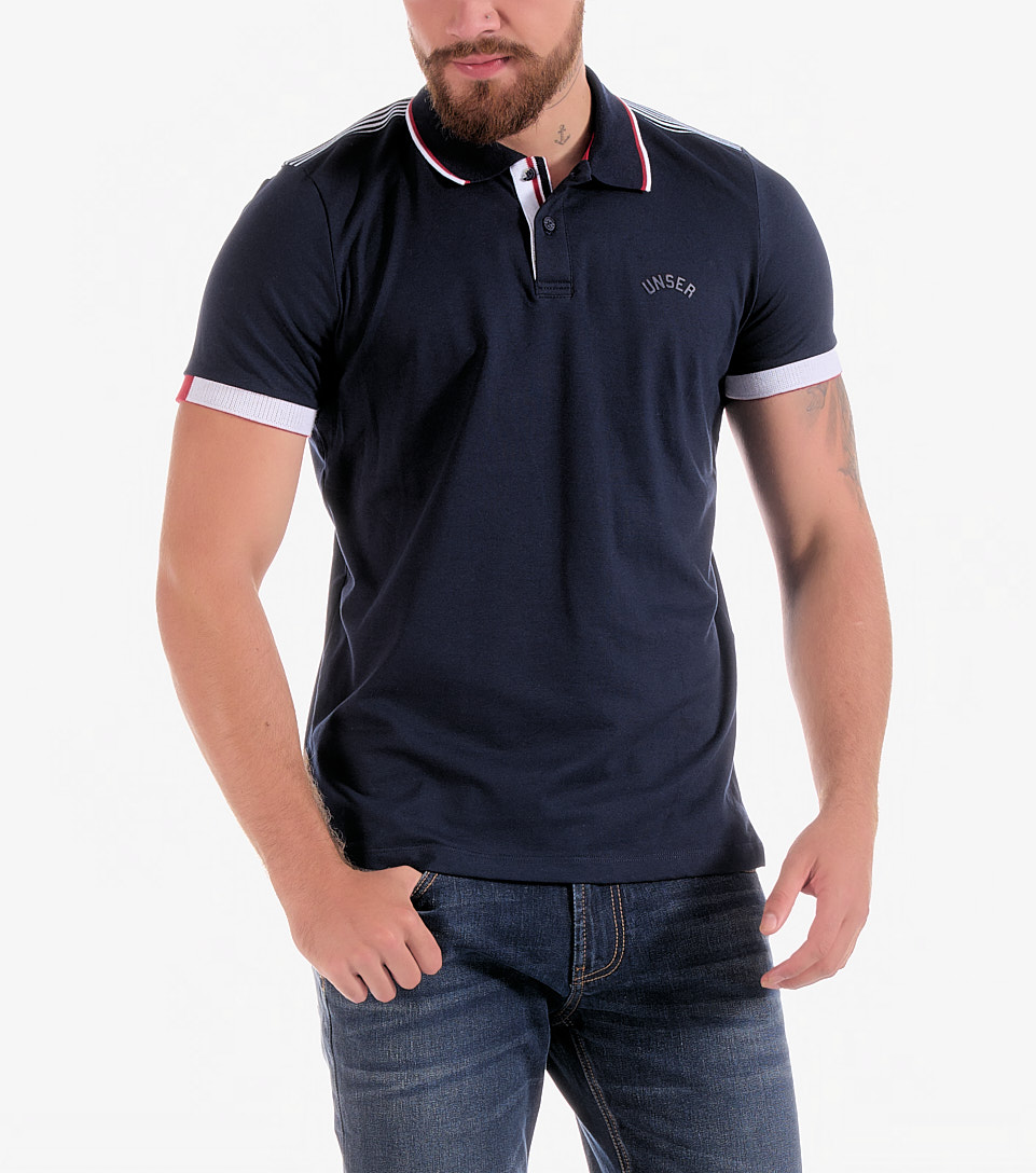 Polo Para Hombre Molderia Slim Combinado Con Estampado Unser 833159 AZ