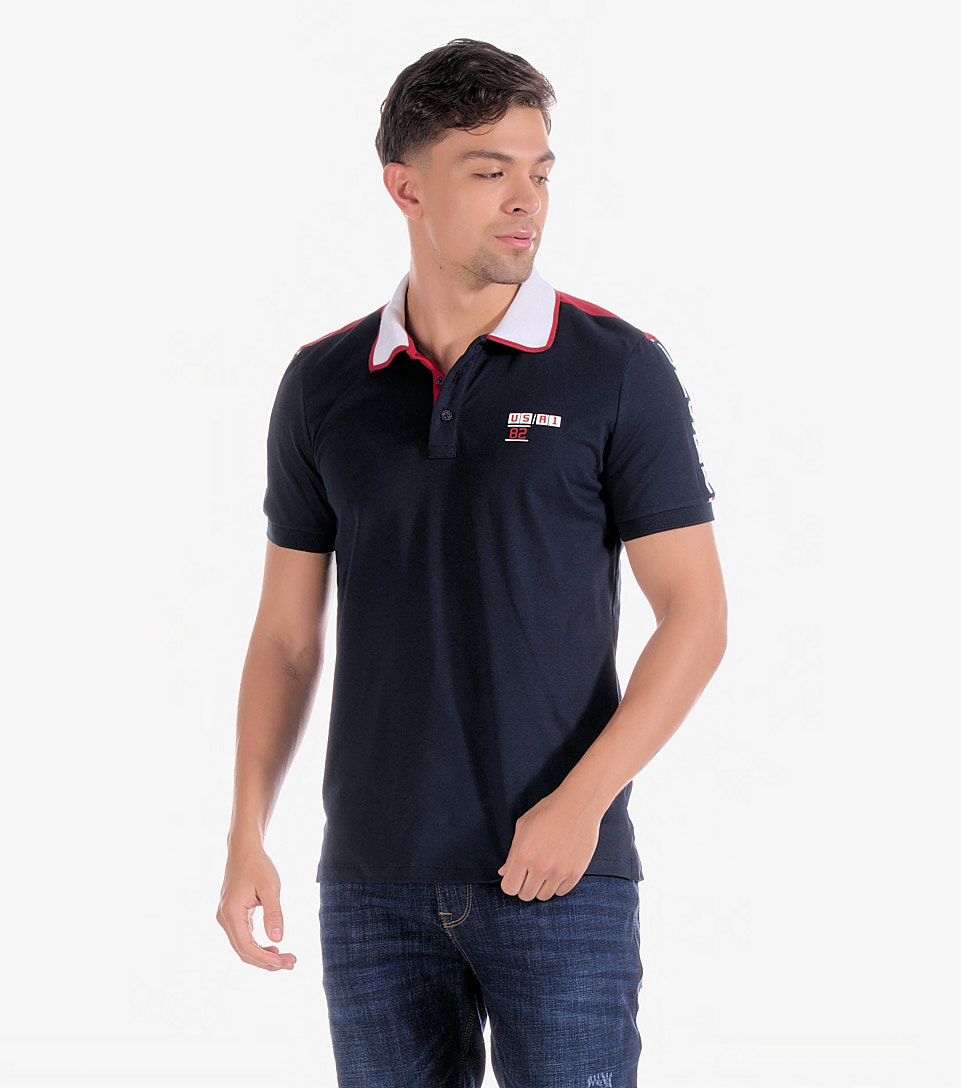 Polo Para Hombre Molderia Slim Combinado Con Estampado UnserAZ