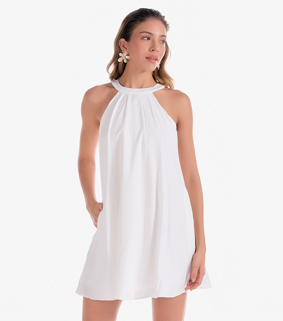 Vestido Para Mujer Halter De Anudar En Cuello Unicolor Marce Derek 830168 AR