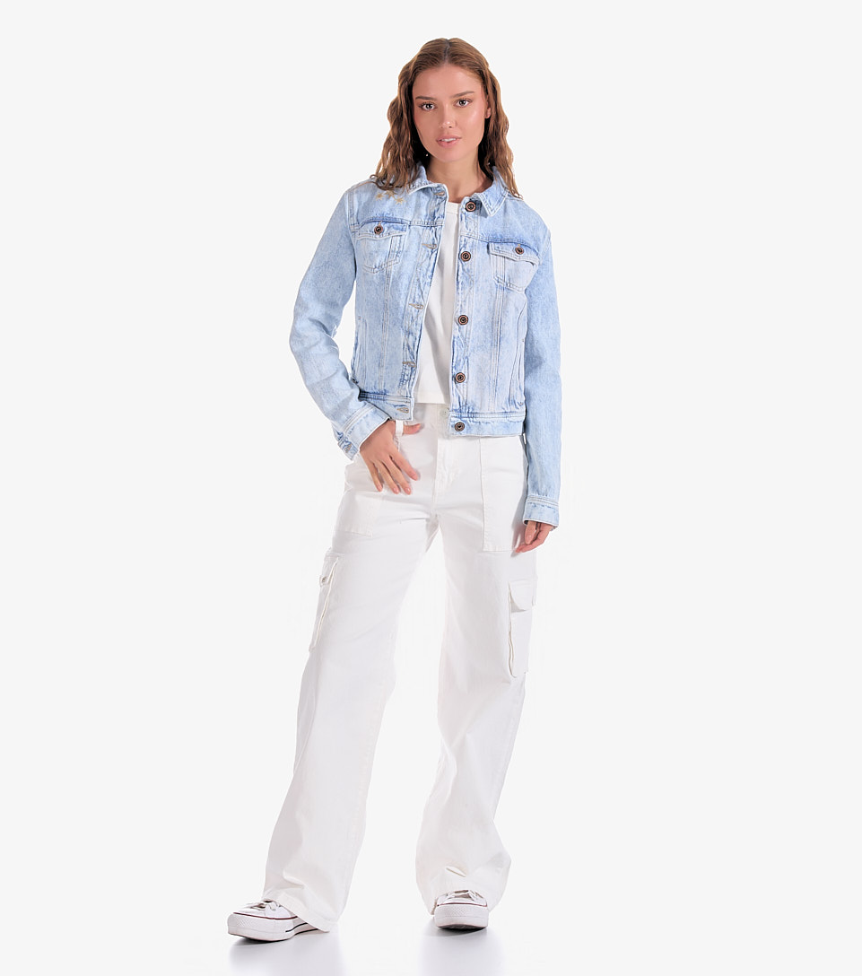 Chaqueta Para Mujer En Indigo Con Bordado Unser 831574 AZ