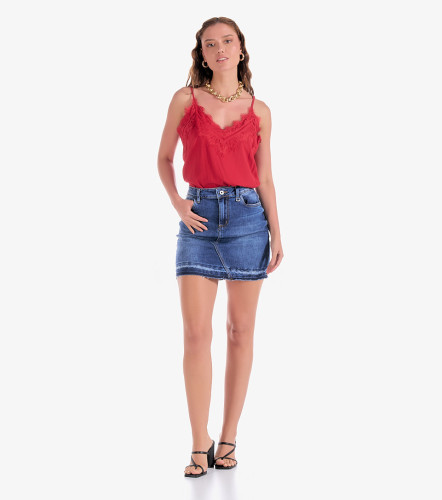 Falda Corta Para Mujer En Indigo Steffi DerekAZ