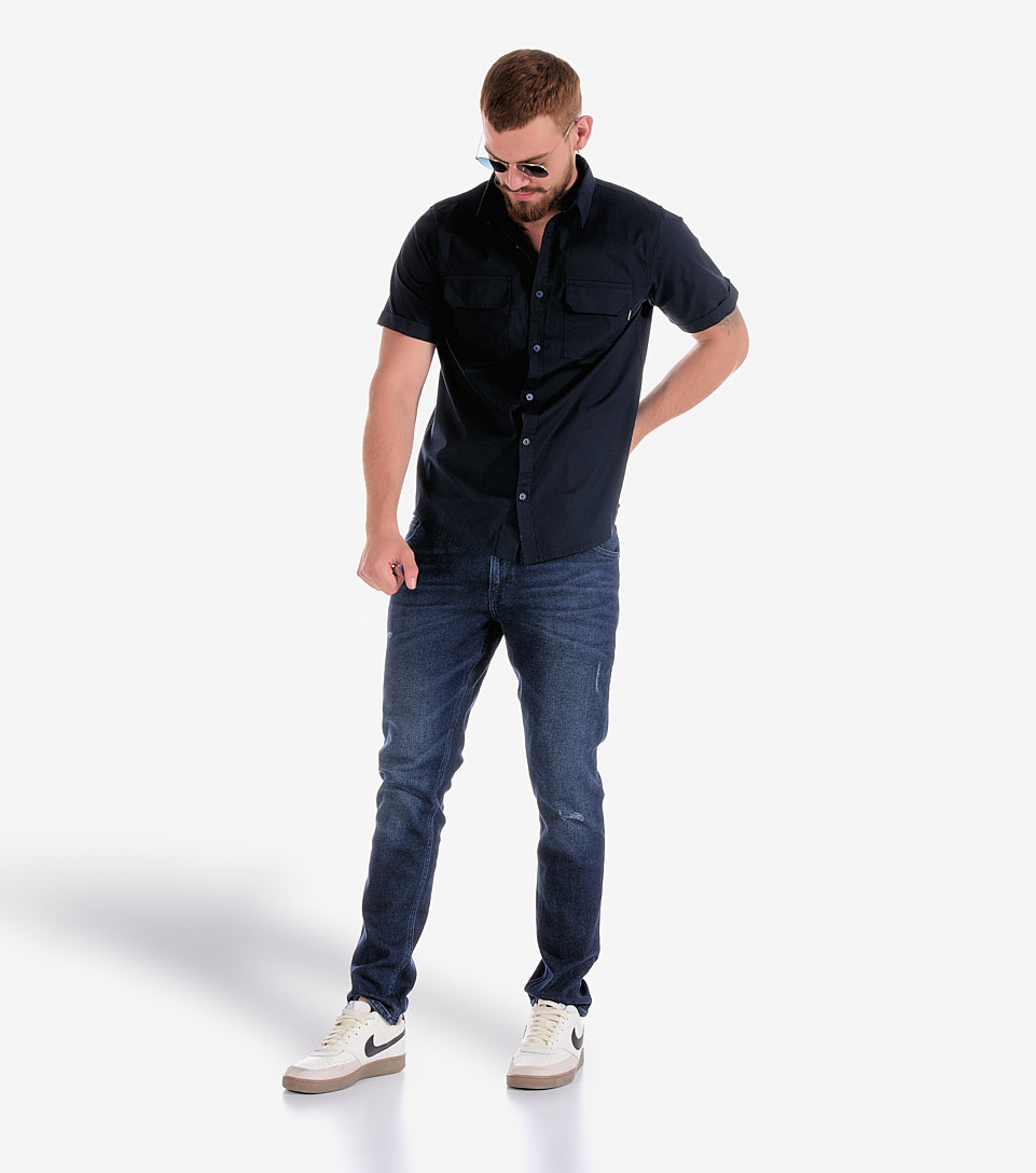 Camisa Para Hombre Comfort Unicolor Manga Corta Unser 833208 AZ